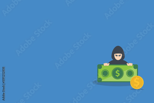 Hacking digital money. Bait website or online crime, thief steal money from online banking app concept, bait scam money.