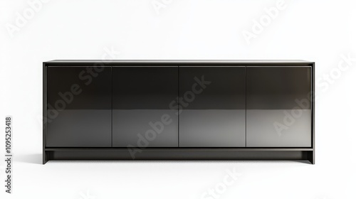 Sleek black modern sideboard on white background for minimalist interiors photo