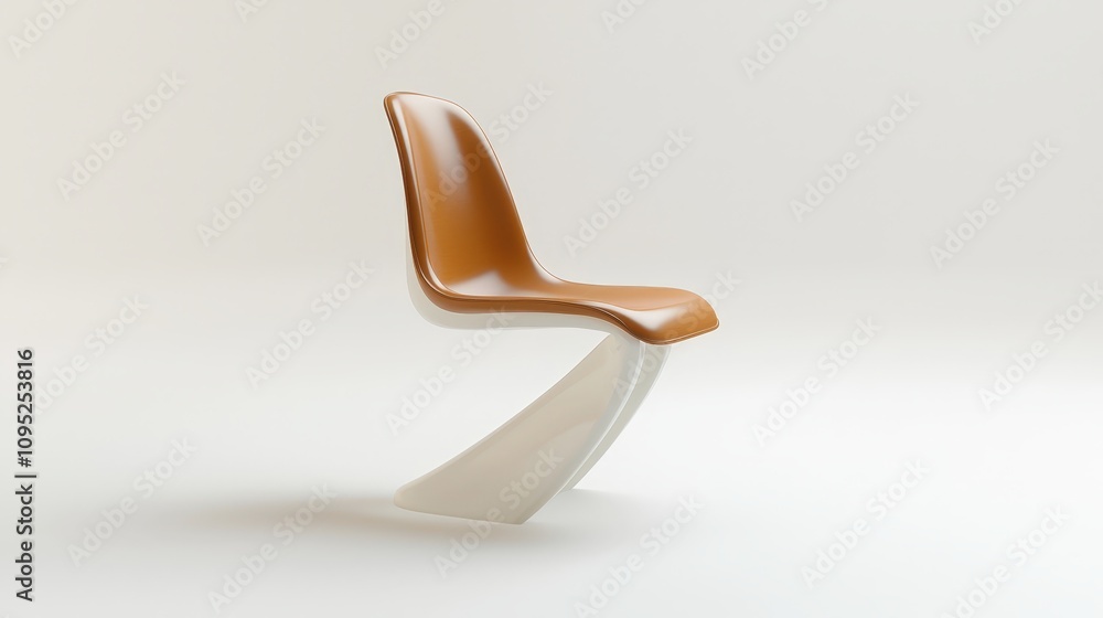 Modern minimalist chair design with sleek curves and brown finish Modern minimalist chair design with sleek curves and brown finish