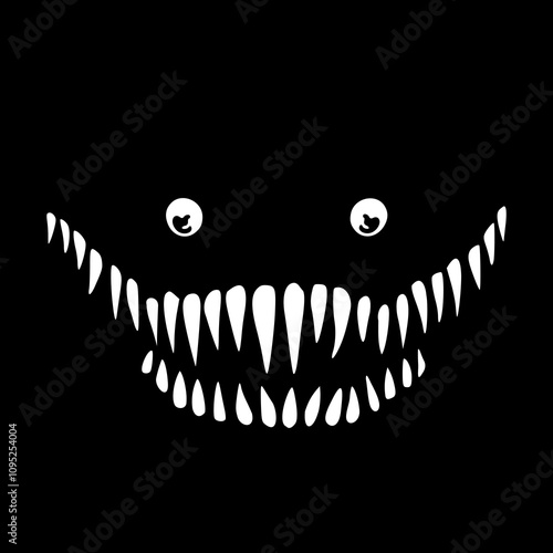 Terror face on black background design