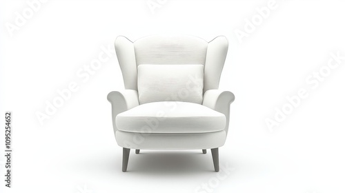 Elegant white armchair against minimalist background for modern interiors