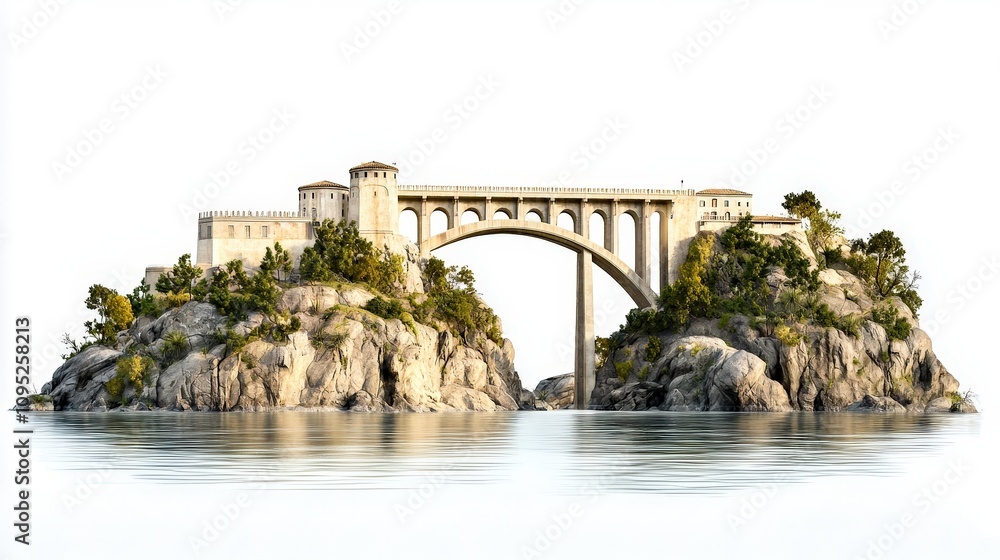 Naklejka premium A majestic dam, towering over a river and framed by rugged cliffs, showcasing engineering marvels in a scenic setting.