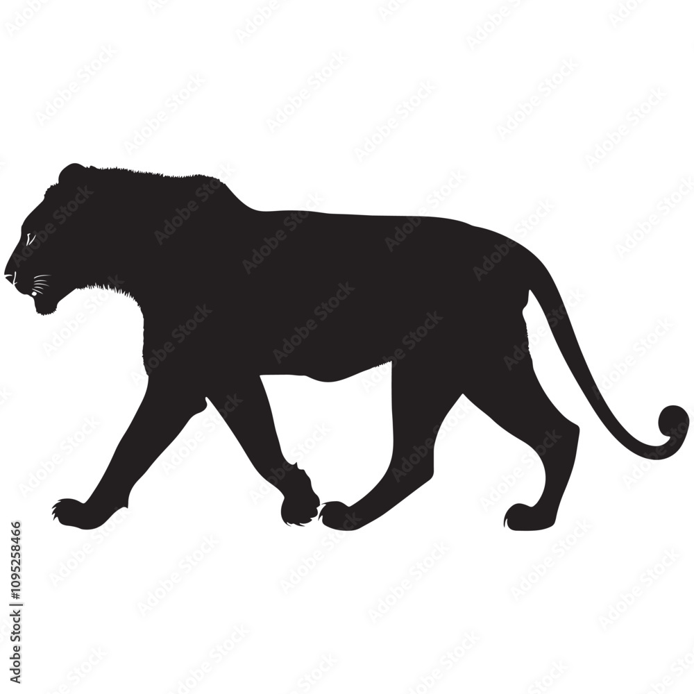Lion Silhouette on White Background, Standing Lion Silhouette Vector, Lion Silhouette in African Savannah, Minimalist Lion Silhouette Design, Elegant Lion Silhouette for Branding. Lion Silhouette on White Background, Standing Lion Silhouette Vector, Lion Silhouette in African Savannah, Minimalist Lion Silhouette Design, Elegant Lion Silhouette for Branding.