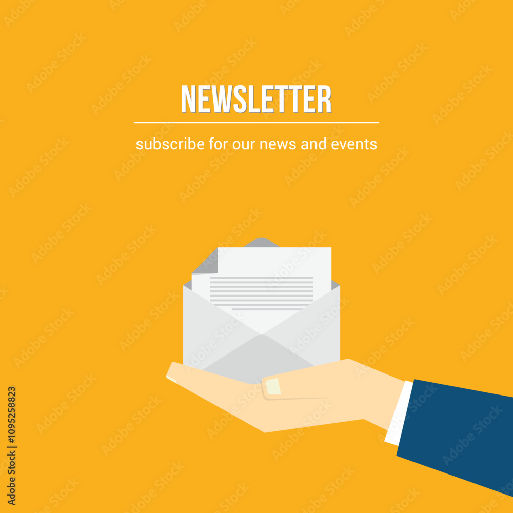Newsletter. vector illustration of email marketing. subscription to newsletter, news, offers, promotions. a letter and envelope. subscribe, submit. send by mail. Newsletter. vector illustration of email marketing. subscription to newsletter, news, offers, promotions. a letter and envelope. subscribe, submit. send by mail.