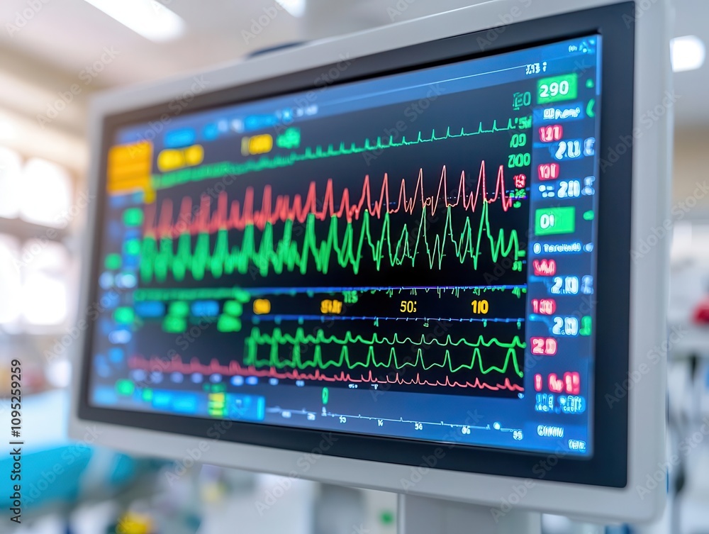 Advanced hospital monitoring systems tracking patient vitals, ensuring efficient and responsive care Advanced hospital monitoring systems tracking patient vitals, ensuring efficient and responsive care
