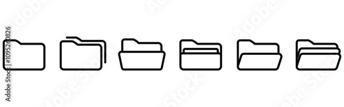 Folder icon set. folder vector icons. Folders line icons set. Document icon set, folder synchronization, local network vector illustrations in transparent background. Editable Strokes. eps10
