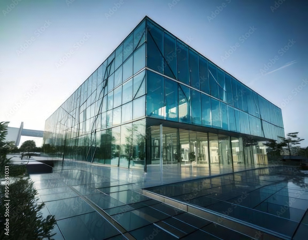 A sleek modern building with reflective glass windows , showcasing contemporary architecture. A sleek modern building with reflective glass windows , showcasing contemporary architecture.