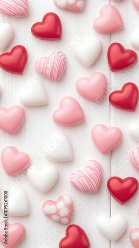 Heart-shaped Delights Scattered Across a Pastel Background Create a Charming Visual Experience