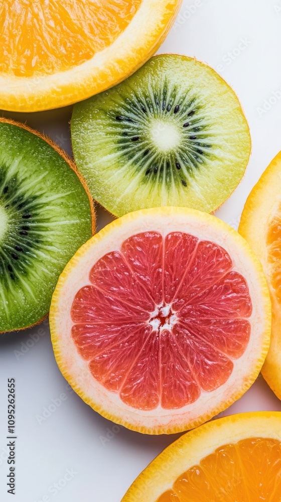 Vibrant Display of Fresh Fruit Slice Assortment on White Background Celebrating Natural Colors Vibrant Display of Fresh Fruit Slice Assortment on White Background Celebrating Natural Colors