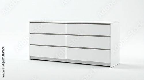 Minimalist white six-drawer dresser - sleek modern design for bedroom organization