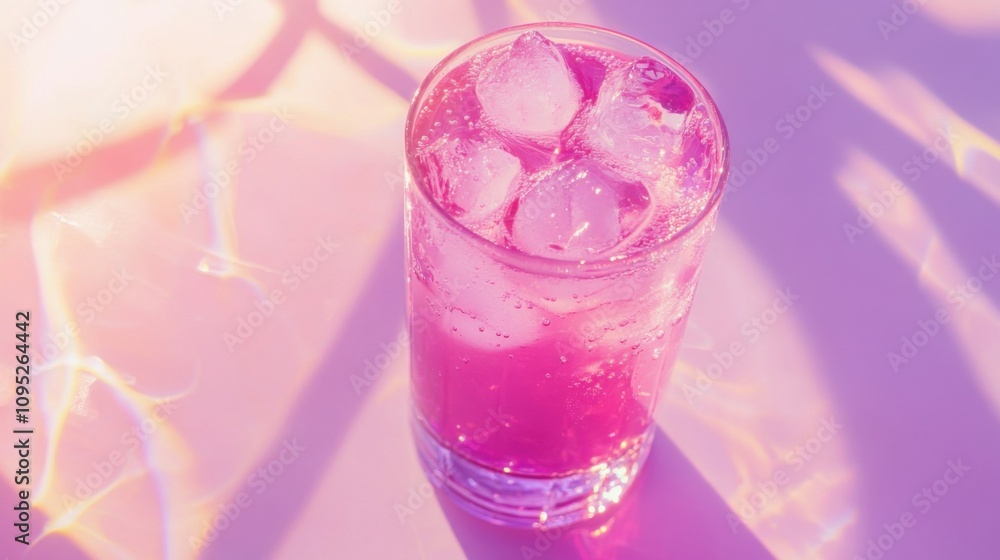 柔らかな光の中で氷が入った爽やかな飲み物 - 春のリラックスタイムにぴったり 柔らかな光の中で氷が入った爽やかな飲み物 - 春のリラックスタイムにぴったり