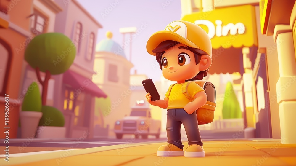 AI in Logistics Pastel colored 3D cartoon style illustration.