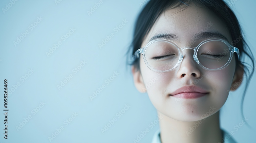 春の静けさに包まれた穏やかな日本の少女のミニマルな肖像画 春の静けさに包まれた穏やかな日本の少女のミニマルな肖像画