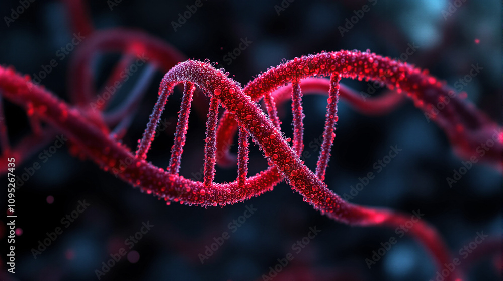 Close-up view of a DNA double helix showcasing intricate structural details vital for genetic replication Close-up view of a DNA double helix showcasing intricate structural details vital for genetic replication