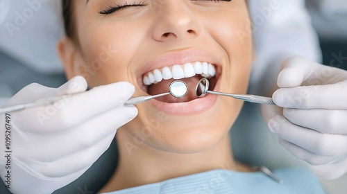 Relaxed Woman Receiving a Dental Checkup at the Dentist's Office. AI Generated