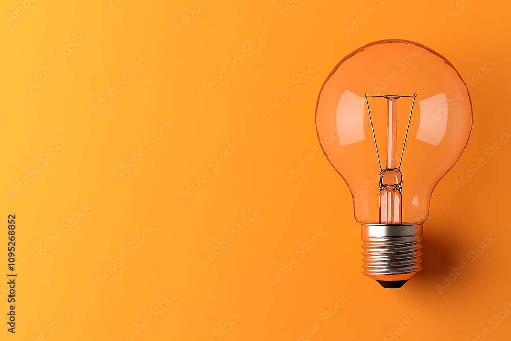 Illuminating Ideas: A Glowing Lightbulb on Vibrant Orange Background. A symbol of innovation, creativity and inspiration. Illuminating Ideas: A Glowing Lightbulb on Vibrant Orange Background. A symbol of innovation, creativity and inspiration.