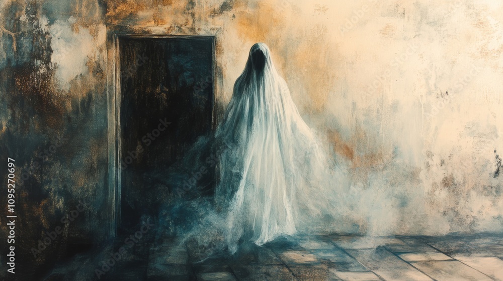 Ethereal Figure Near An Old Dark Doorway Ethereal Figure Near An Old Dark Doorway