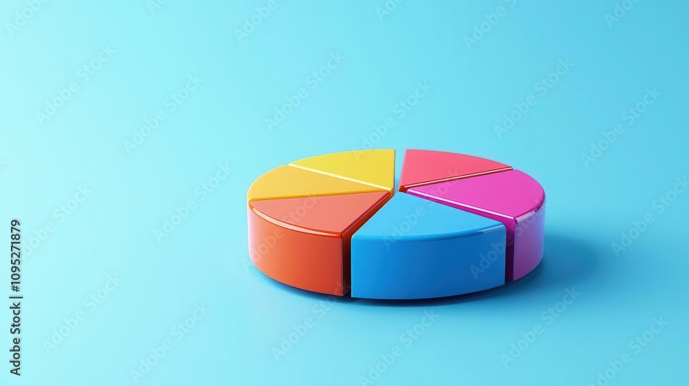 Fototapeta premium Digital pie chart showing the distribution of sectors in a growth equity fund, diversified strategy, financial clarity