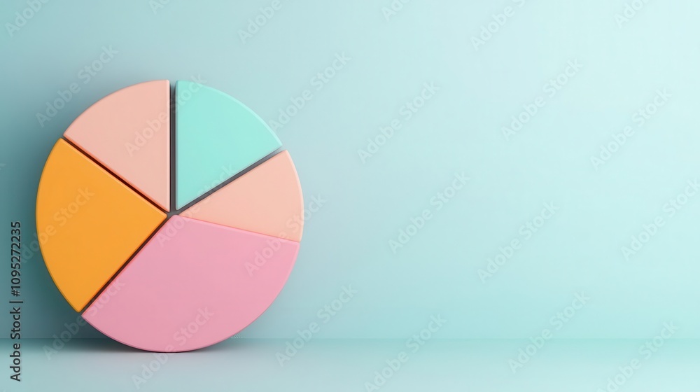 Obraz premium 3D pie chart visualizing equity fund allocation across different growth sectors, sector diversification, investment strategy