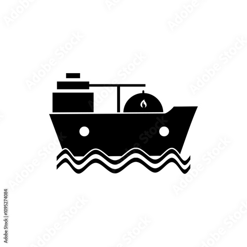 Ship vector icon, Marine port vector icon. Seaport silhouette icon vector