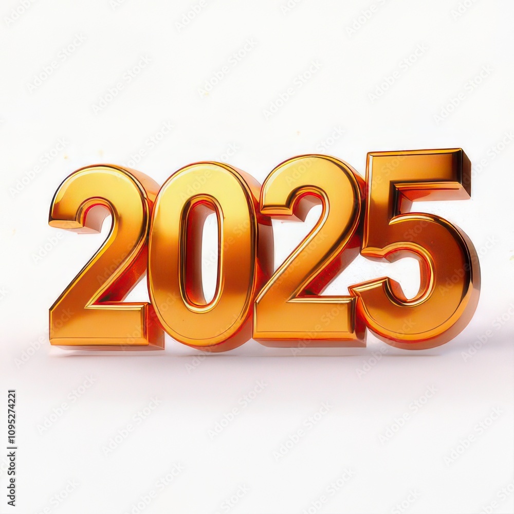3D events for the luxury New Year. Shiny Golden 2025 Numbers with a Glossy Finish Reflecting Light 3D events for the luxury New Year. Shiny Golden 2025 Numbers with a Glossy Finish Reflecting Light