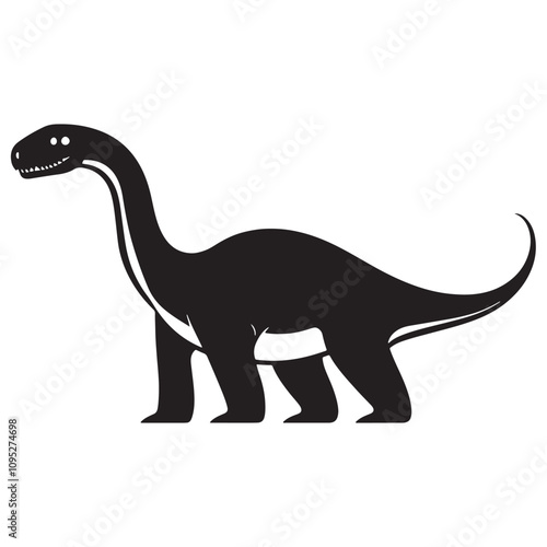 Barosaurus Silhouette on White Background, Minimalist Barosaurus Dinosaur Silhouette, Barosaurus Silhouette Sticker Set, Barosaurus Silhouette Logo Design.