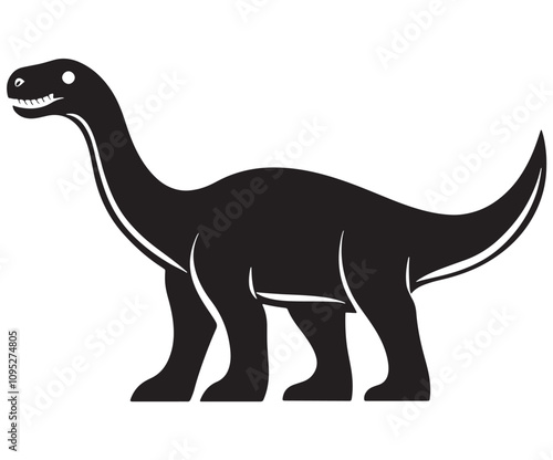 Barosaurus Silhouette on White Background, Minimalist Barosaurus Dinosaur Silhouette, Barosaurus Silhouette Sticker Set, Barosaurus Silhouette Logo Design.