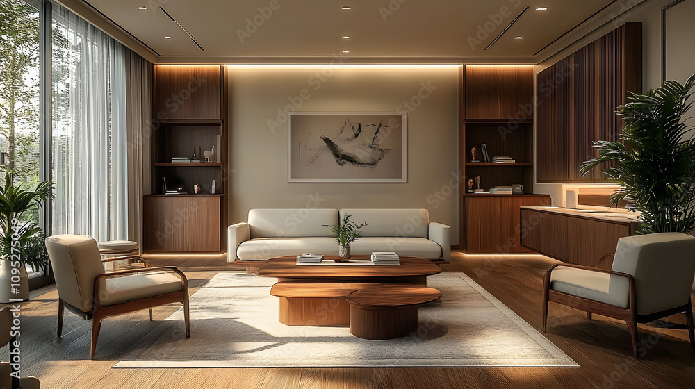 Large high end office, psychologist therapy room, psychologist therapy office, desk, couch, sofa, chairs, coffee table, relaxing, cosy, warm minimalism. Large high end office, psychologist therapy room, psychologist therapy office, desk, couch, sofa, chairs, coffee table, relaxing, cosy, warm minimalism.