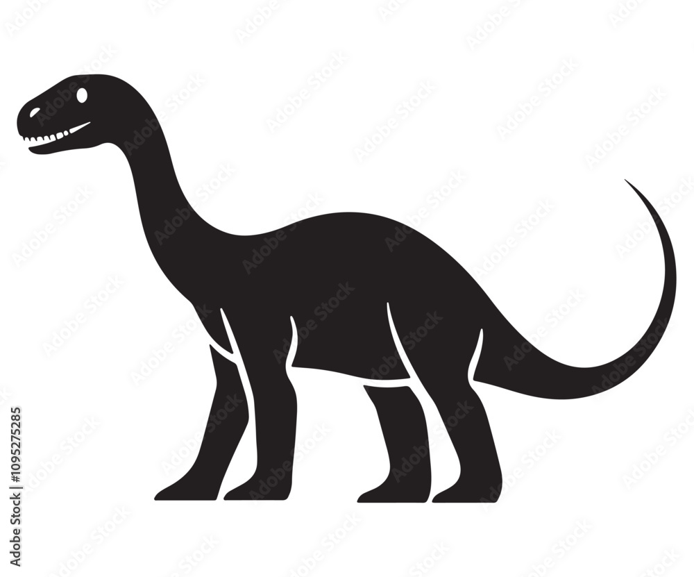 Fototapeta premium Barosaurus Silhouette on White Background, Minimalist Barosaurus Dinosaur Silhouette, Barosaurus Silhouette Sticker Set, Barosaurus Silhouette Logo Design.
