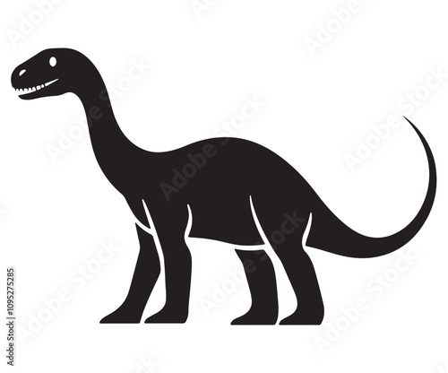 Barosaurus Silhouette on White Background, Minimalist Barosaurus Dinosaur Silhouette, Barosaurus Silhouette Sticker Set, Barosaurus Silhouette Logo Design.