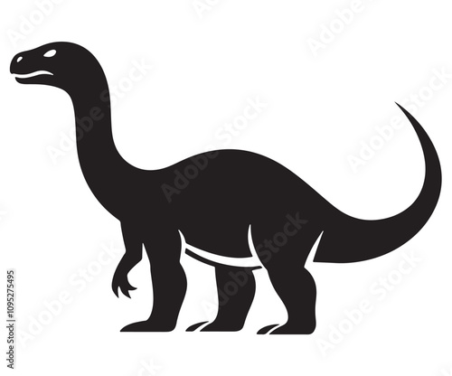 Barosaurus Silhouette on White Background, Minimalist Barosaurus Dinosaur Silhouette, Barosaurus Silhouette Sticker Set, Barosaurus Silhouette Logo Design.