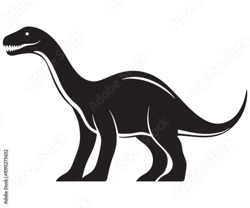 Barosaurus Silhouette on White Background, Minimalist Barosaurus Dinosaur Silhouette, Barosaurus Silhouette Sticker Set, Barosaurus Silhouette Logo Design.