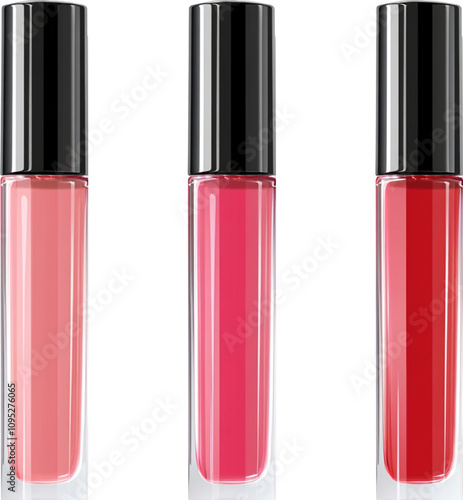 lip gloss tubes isolated on transparent background.