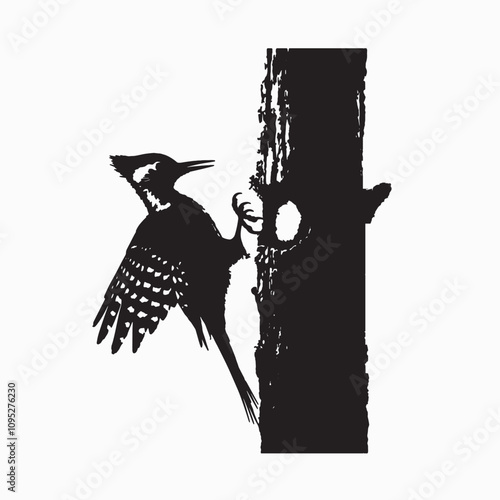 woodcutter bird silhouette illustration photo