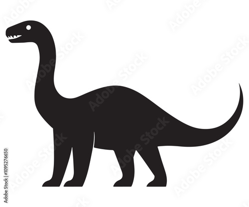 Barosaurus Silhouette on White Background, Minimalist Barosaurus Dinosaur Silhouette, Barosaurus Silhouette Sticker Set, Barosaurus Silhouette Logo Design.