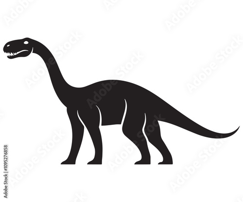 Barosaurus Silhouette on White Background, Minimalist Barosaurus Dinosaur Silhouette, Barosaurus Silhouette Sticker Set, Barosaurus Silhouette Logo Design.