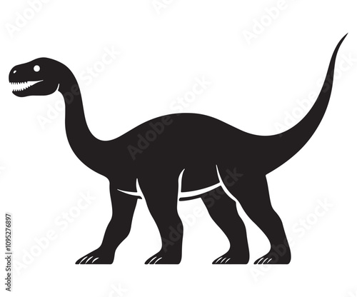 Barosaurus Silhouette on White Background, Minimalist Barosaurus Dinosaur Silhouette, Barosaurus Silhouette Sticker Set, Barosaurus Silhouette Logo Design.