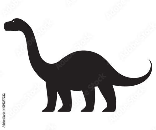 Barosaurus Silhouette on White Background, Minimalist Barosaurus Dinosaur Silhouette, Barosaurus Silhouette Sticker Set, Barosaurus Silhouette Logo Design.