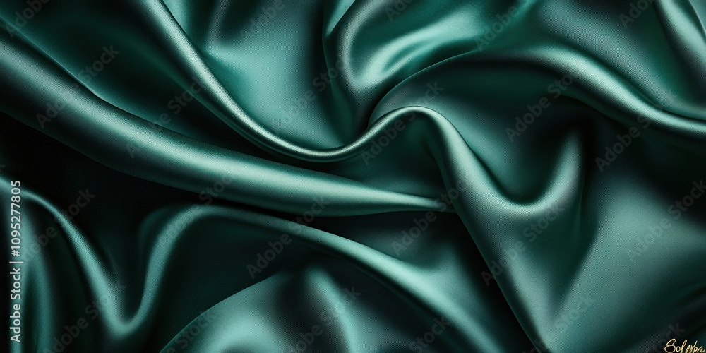 Obraz premium Draped Emerald Green Silk Fabric Texture
