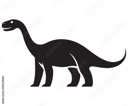 Barosaurus Silhouette on White Background, Minimalist Barosaurus Dinosaur Silhouette, Barosaurus Silhouette Sticker Set, Barosaurus Silhouette Logo Design.