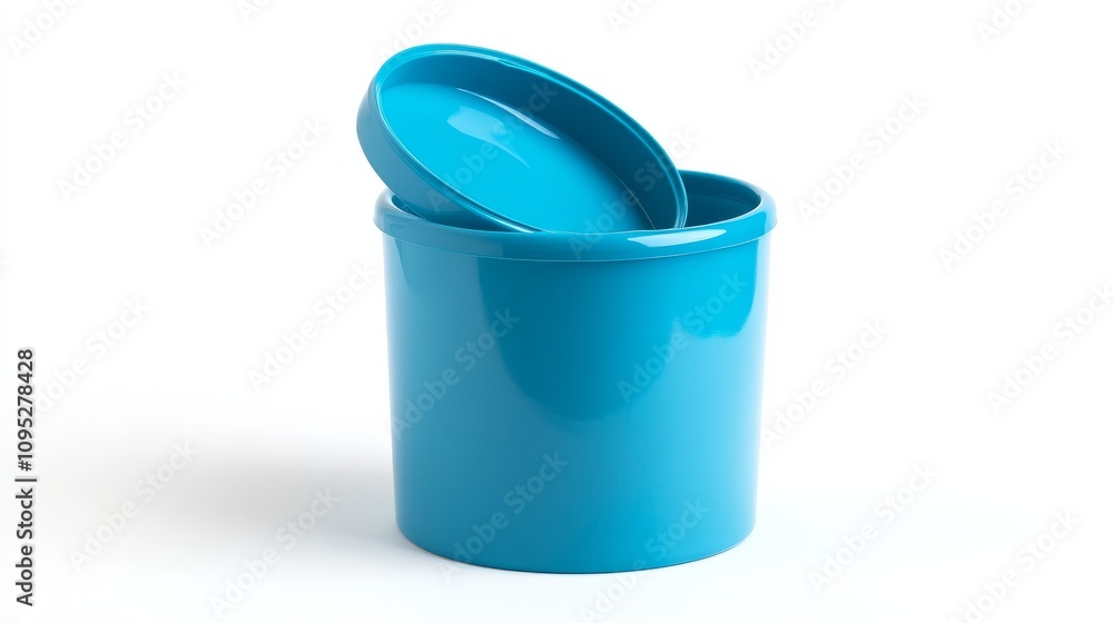 new blue garbage isolated on white, rubbish bin new blue garbage isolated on white, rubbish bin