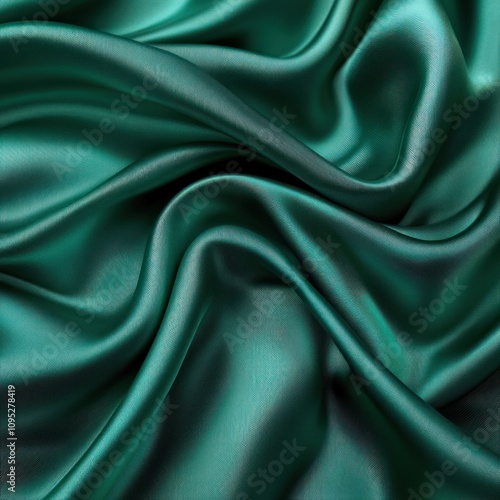 Teal Silk Fabric Draped in Soft Waves