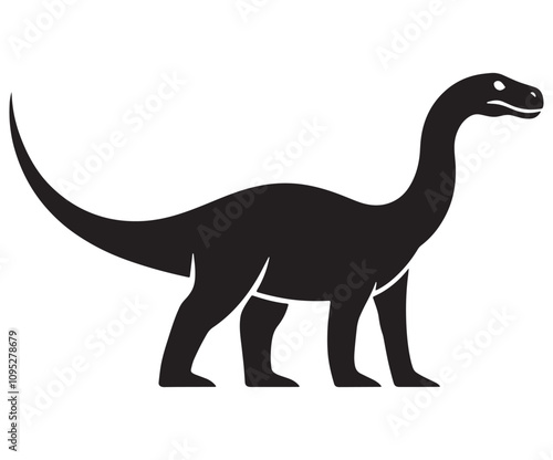 Barosaurus Silhouette on White Background, Minimalist Barosaurus Dinosaur Silhouette, Barosaurus Silhouette Sticker Set, Barosaurus Silhouette Logo Design.