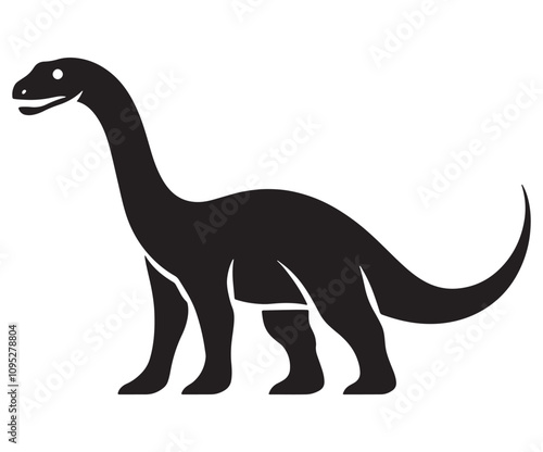 Barosaurus Silhouette on White Background, Minimalist Barosaurus Dinosaur Silhouette, Barosaurus Silhouette Sticker Set, Barosaurus Silhouette Logo Design.