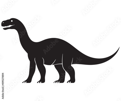 Barosaurus Silhouette on White Background, Minimalist Barosaurus Dinosaur Silhouette, Barosaurus Silhouette Sticker Set, Barosaurus Silhouette Logo Design.
