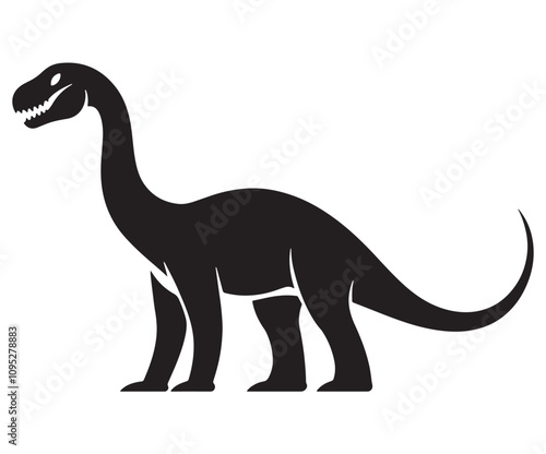 Barosaurus Silhouette on White Background, Minimalist Barosaurus Dinosaur Silhouette, Barosaurus Silhouette Sticker Set, Barosaurus Silhouette Logo Design.