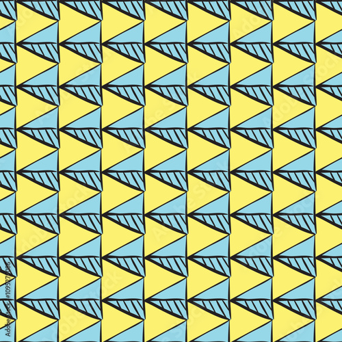 Hand drawn seamless patter with triangles
