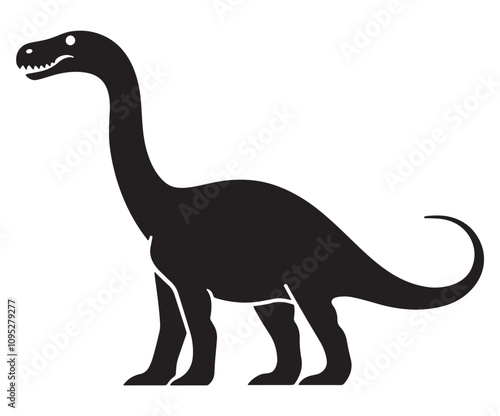 Barosaurus Silhouette on White Background, Minimalist Barosaurus Dinosaur Silhouette, Barosaurus Silhouette Sticker Set, Barosaurus Silhouette Logo Design.
