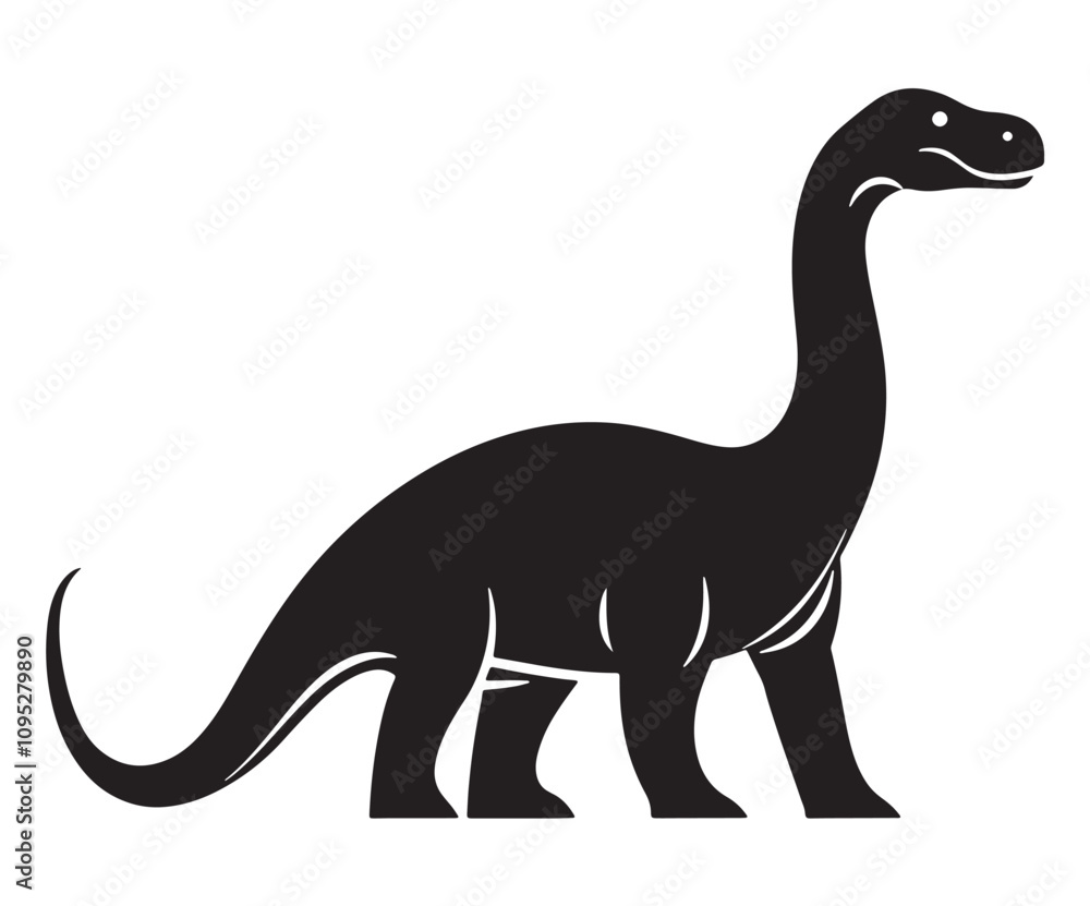 Fototapeta premium Barosaurus Silhouette on White Background, Minimalist Barosaurus Dinosaur Silhouette, Barosaurus Silhouette Sticker Set, Barosaurus Silhouette Logo Design.