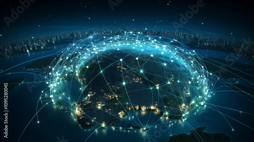 Global network concept. Network connected all over the world.